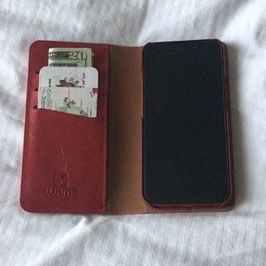 2 N 1 Luxury Magnetic Leather Wallet Case for IPhone 13 Red